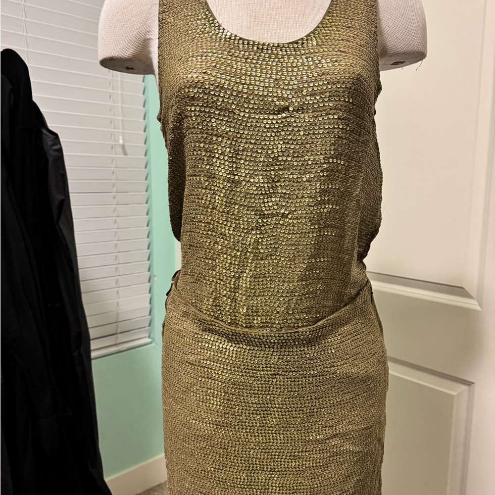 Gold Sequin Sleeveless Dress